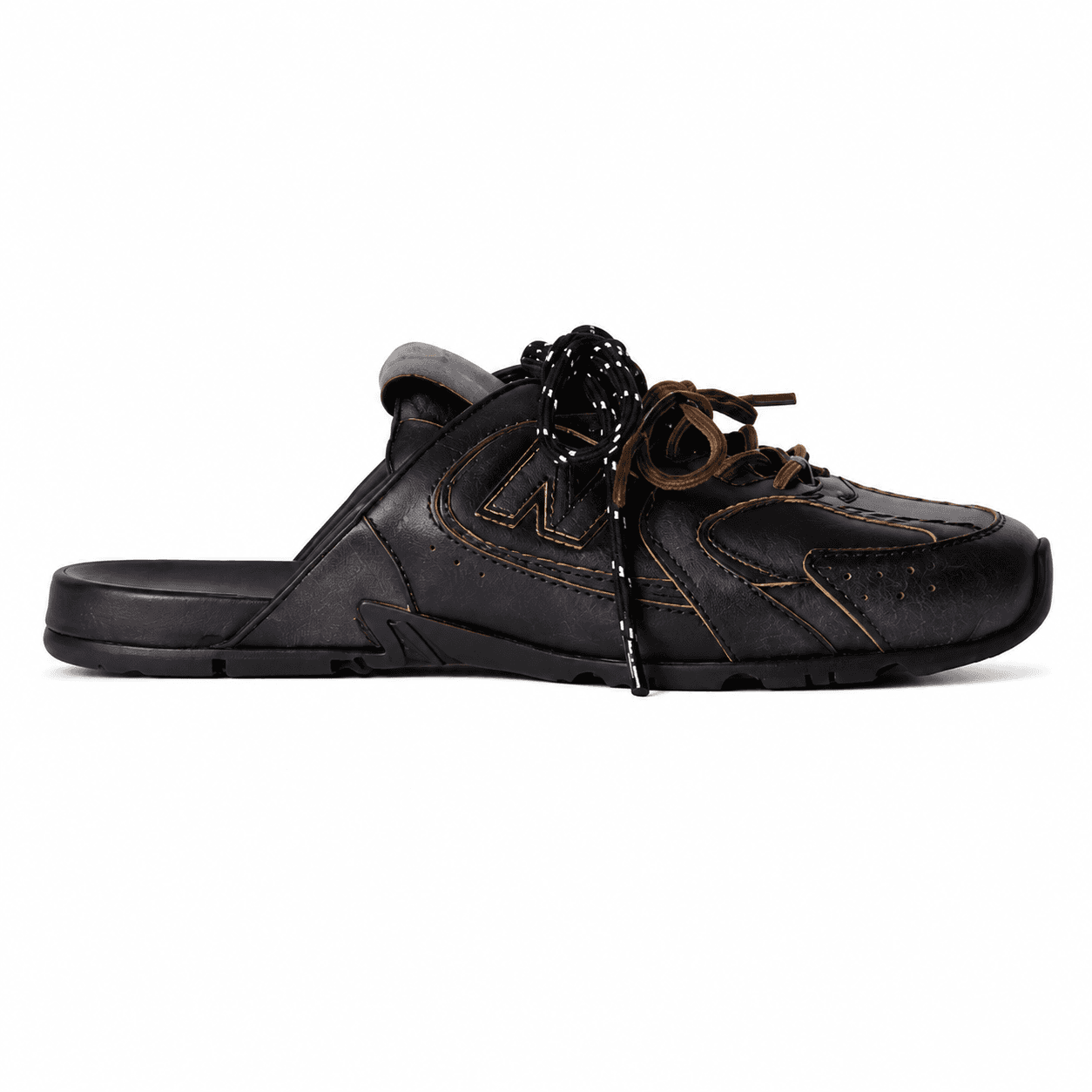 New Balance Brushed Leather Mule Dark Brown / Black 1